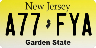 NJ license plate A77FYA