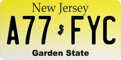 NJ license plate A77FYC