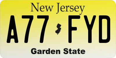 NJ license plate A77FYD