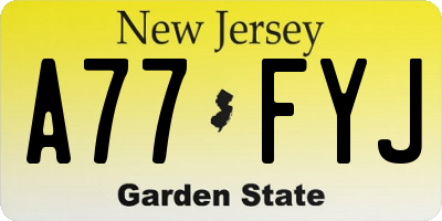 NJ license plate A77FYJ