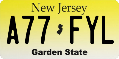 NJ license plate A77FYL