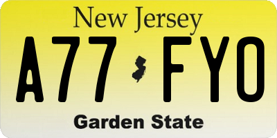NJ license plate A77FYO