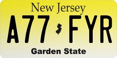 NJ license plate A77FYR