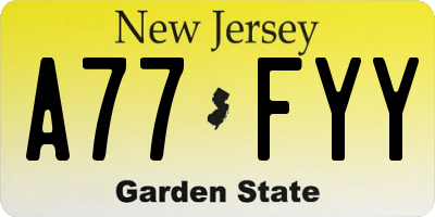 NJ license plate A77FYY