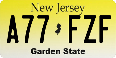 NJ license plate A77FZF
