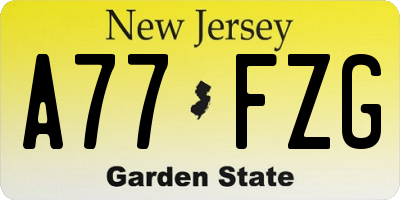NJ license plate A77FZG