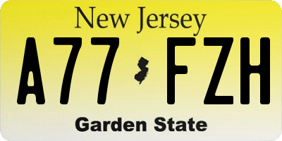 NJ license plate A77FZH