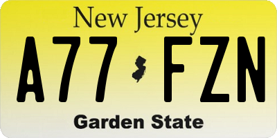 NJ license plate A77FZN
