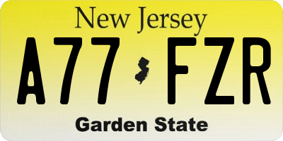 NJ license plate A77FZR