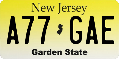 NJ license plate A77GAE