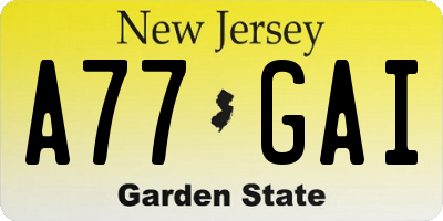 NJ license plate A77GAI