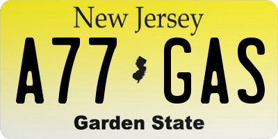 NJ license plate A77GAS
