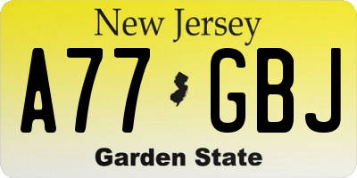 NJ license plate A77GBJ