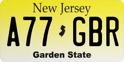 NJ license plate A77GBR