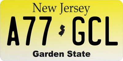 NJ license plate A77GCL
