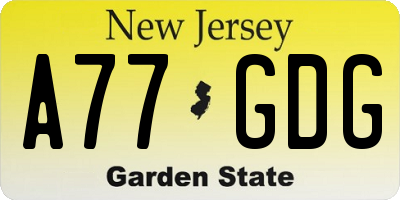 NJ license plate A77GDG