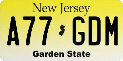 NJ license plate A77GDM