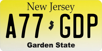 NJ license plate A77GDP