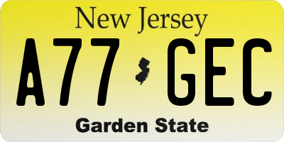 NJ license plate A77GEC