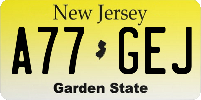 NJ license plate A77GEJ