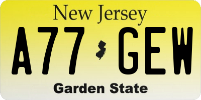 NJ license plate A77GEW