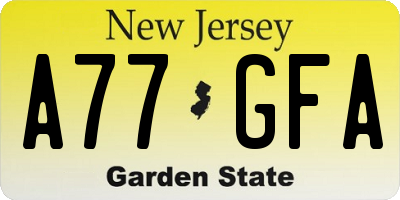 NJ license plate A77GFA