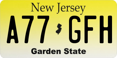 NJ license plate A77GFH