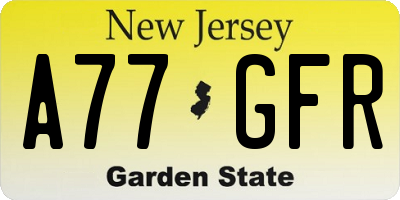 NJ license plate A77GFR