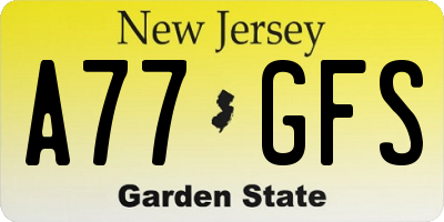NJ license plate A77GFS