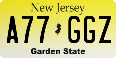 NJ license plate A77GGZ