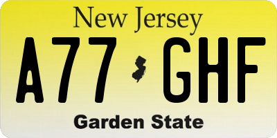 NJ license plate A77GHF