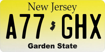 NJ license plate A77GHX