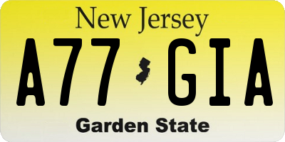 NJ license plate A77GIA