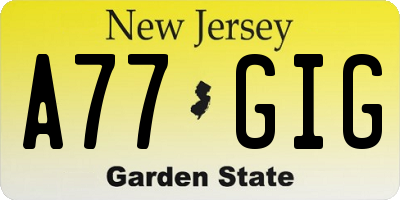 NJ license plate A77GIG