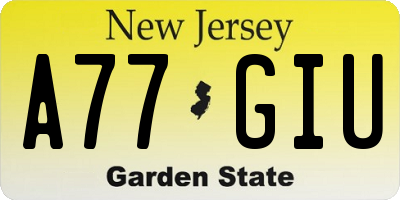 NJ license plate A77GIU