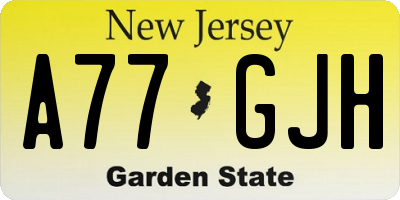 NJ license plate A77GJH