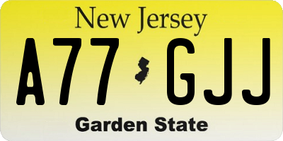 NJ license plate A77GJJ