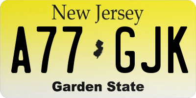NJ license plate A77GJK