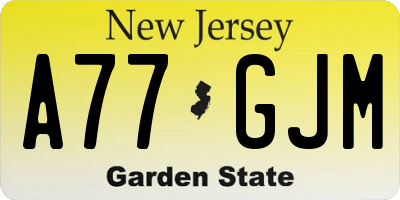 NJ license plate A77GJM