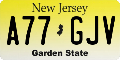 NJ license plate A77GJV