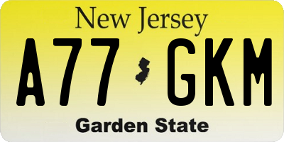 NJ license plate A77GKM