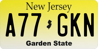 NJ license plate A77GKN