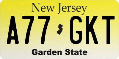 NJ license plate A77GKT