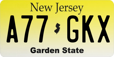 NJ license plate A77GKX