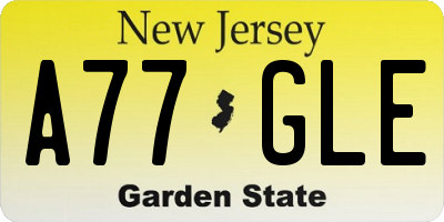 NJ license plate A77GLE