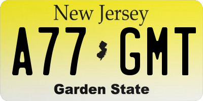 NJ license plate A77GMT