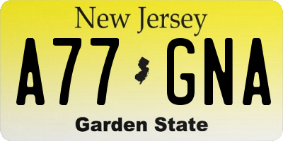 NJ license plate A77GNA