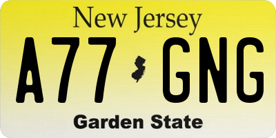 NJ license plate A77GNG