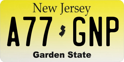 NJ license plate A77GNP