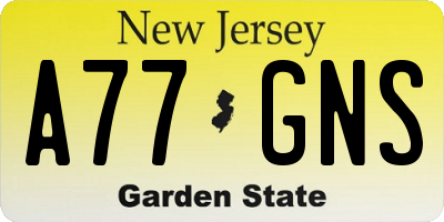 NJ license plate A77GNS